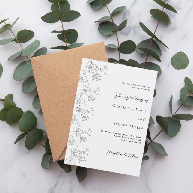 Invitación Boda formal floral blanca (Subido por el creador)
