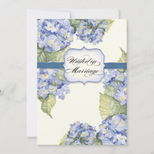 Invitación Boda formal floral con soporte de hidrangea azul