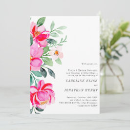 Invitación Boda formal floral de acuarela rosa brillante