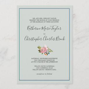 Invitación Boda formal floral pintado