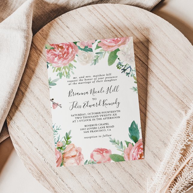 Invitación Boda formal floral tropical ilustrado (Subido por el creador)