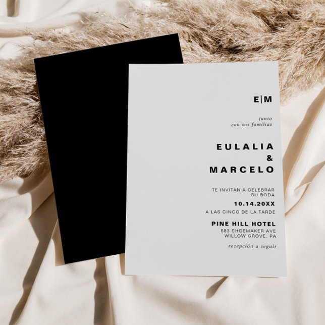 Invitación Boda formal formal inicial del cuerpo negro minima (Subido por el creador)