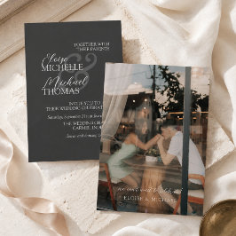 Invitación Boda Formal Foto Carbón Elegante