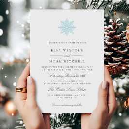 Invitación Boda formal fotográfico de invierno con copo de ni