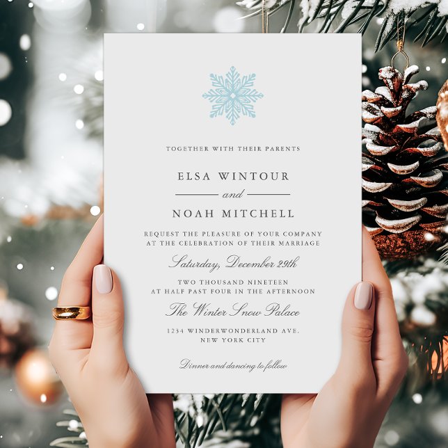 Invitación Boda formal fotográfico de invierno con copo de ni (Subido por el creador)