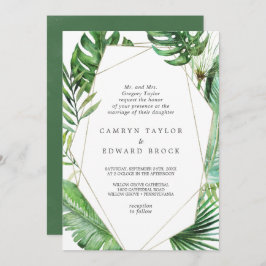Invitación Boda formal geométrico de palma tropical salvaje