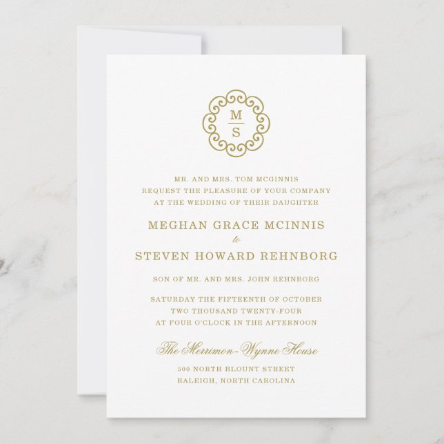 Invitación Boda formal Gold (Anverso)
