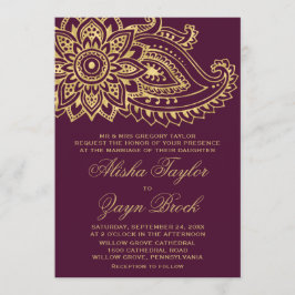 Invitación Boda formal Gold Indian Paisley