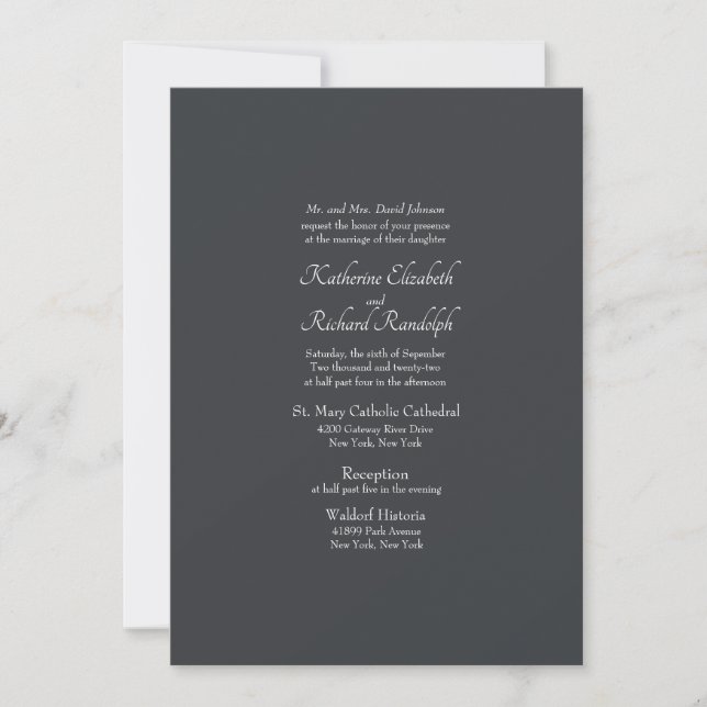 Invitación Boda Formal Gris Iglesia Boda de Iglesia (Anverso)