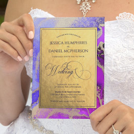 Invitación Boda formal lujoso violeta de oro morado