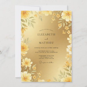 Invitación Boda Formal Lustrosa Dorada