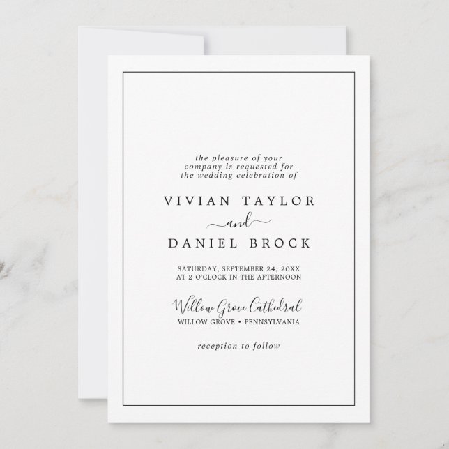 Invitación Boda formal minimalista (Anverso)