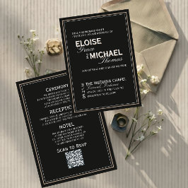 Invitación Boda Formal Minimalista de Corbata Negra