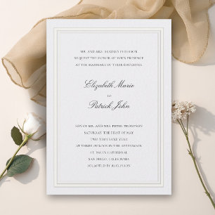 Invitación Boda Formal Moderna Clásica con Perlas Gruesas y F