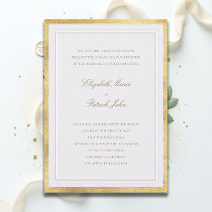 Invitación Boda Formal Moderna Clásica Elevada Perla Dorada