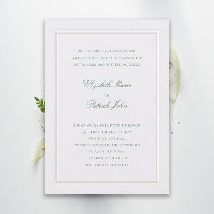 Invitación Boda Formal Moderna Clásica Elevada Perla Verde