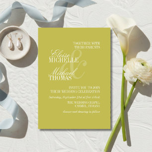 Invitación Boda Formal Moderna con Letra Chartreuse