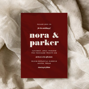 Invitación Boda Formal Moderna de Borgoña y Marfil