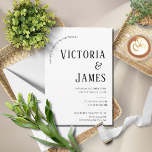 Invitación Boda formal moderno en blanco y negro