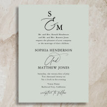 Boda Formal Monograma Caligrafía Verde Salvia