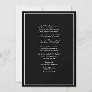 Invitación Boda Formal Negra con Ambos Padres Listados