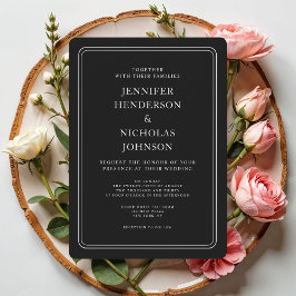 Invitación Boda Formal Negra Elegante