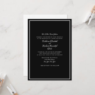 Invitación Boda Formal Negra Novia Un Lugar Padres de la Novi