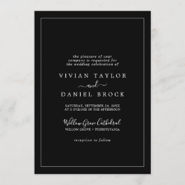 Invitación Boda formal negro minimalista