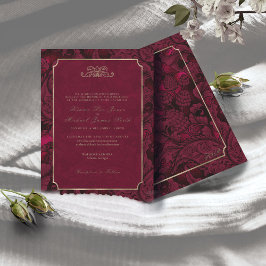 Invitación Boda formal Paisley Borgoña ID767