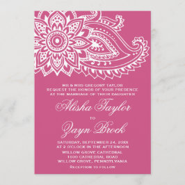 Invitación Boda formal Pink Indian Paisley