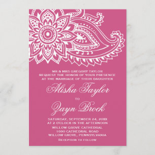 Invitación Boda formal Pink Indian Paisley