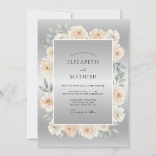 Invitación Boda Formal Pulida Gris Plata