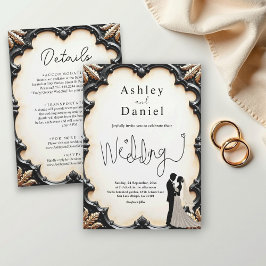 Invitación Boda Formal Romántico De Color Negro Y Blanco