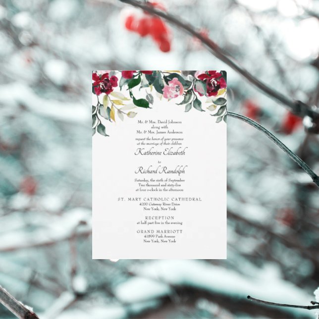Invitación Boda Formal Rosa Roja de Invierno 2 Lugar (Subido por el creador)