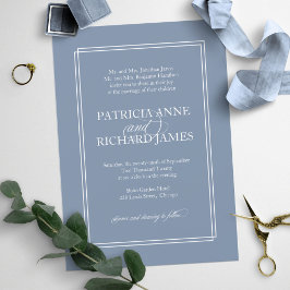 Invitación Boda Formal Sencilla Elegante Azul Polvo