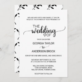 Invitación Boda formal simple de caligrafía negra