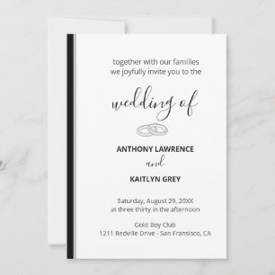 Invitación Boda Formal Simple en Blanco y Negro - Personaliza