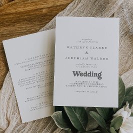 Invitación Boda Formal Simple Frente y Atrás