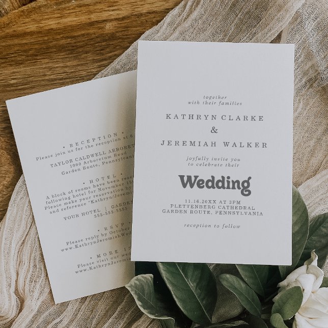 Invitación Boda Formal Simple Frente y Atrás (Subido por el creador)