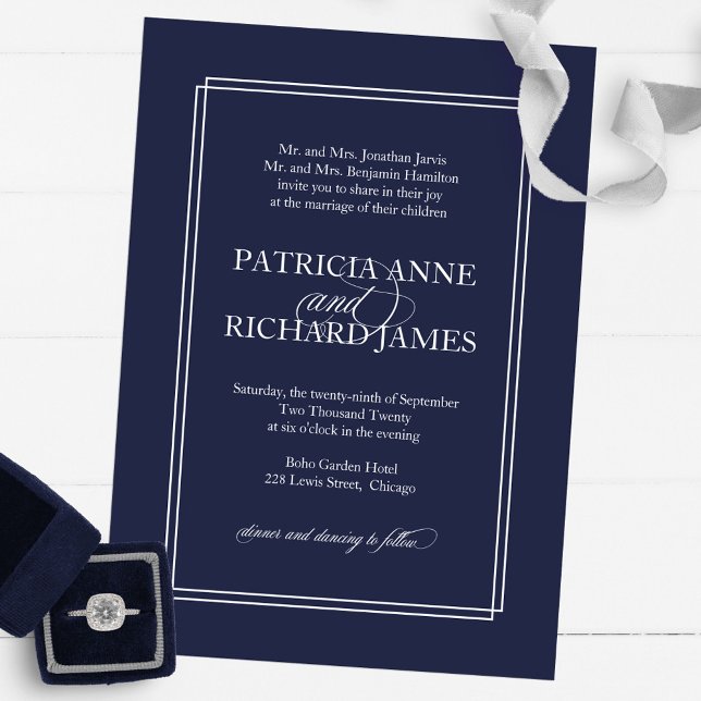 Invitación Boda formal simple y elegante de la Marina (Subido por el creador)