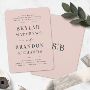 Invitación Boda formal simple y mínimo de Rubor rosa semi