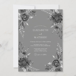 Invitación Boda Formal Sofisticada Gris Pizarra