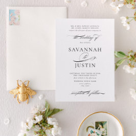 Invitación Boda formal tradicional en blanco y negro