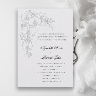 Invitación Boda Formal Tradicional Ivory con Guirnalda de Orq
