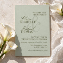 Boda Formal Verde Sage Escritura Moderna