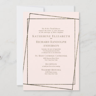 Invitación Boda Formal y Elegante Rosa y Dorado