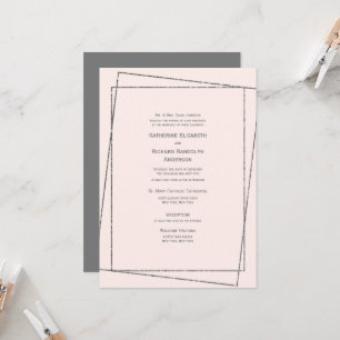 Invitación Boda Formal y Elegante Rosa y Plata