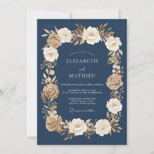 Invitación Boda Formal y Majestuosa de Azul Marino