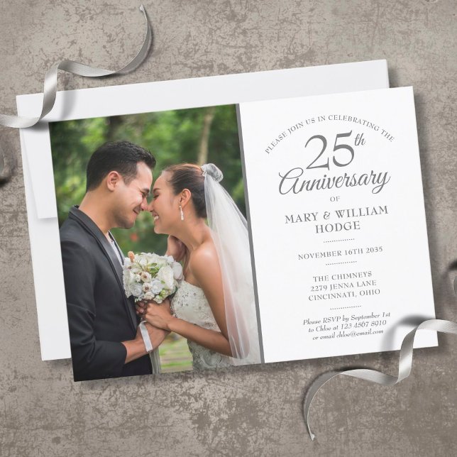 Invitación Boda Foto 25 Aniversario de Silver Confetti (Subido por el creador)