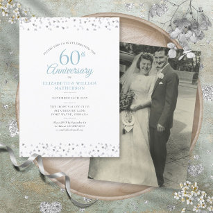 Invitación Boda Foto 60° aniversario de Hearts Confetti